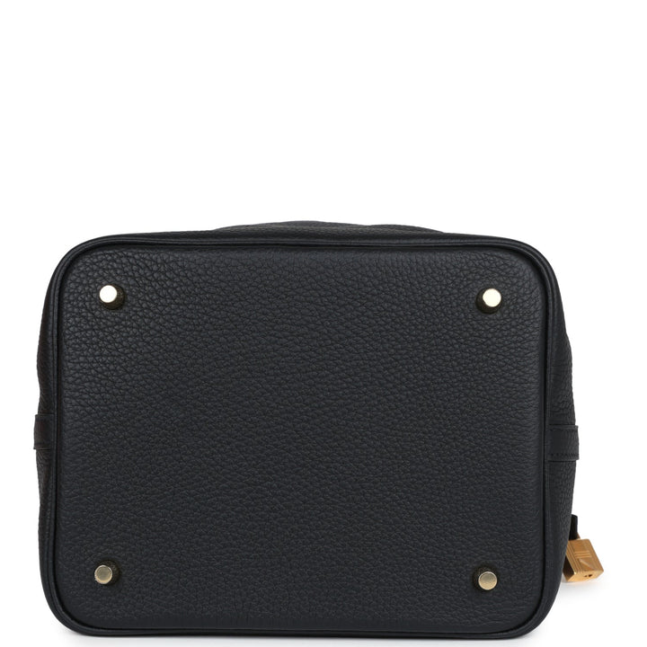 Hermes Picotin Lock 22 Black Clemence Gold Hardware