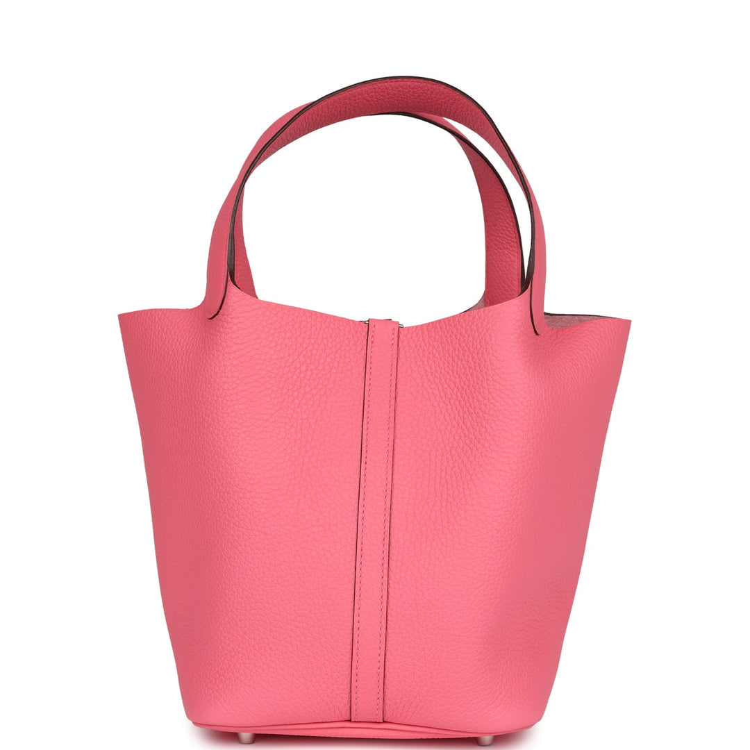 Hermes Picotin Lock 22 Rose Azalee Clemence Palladium Hardware