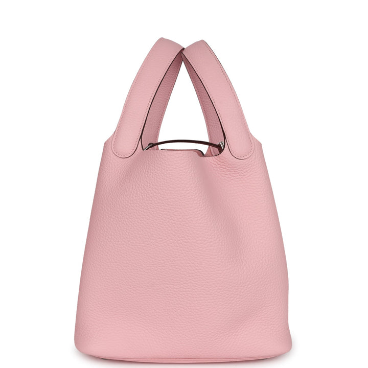Hermes Picotin Lock 22 Rose Azalee Clemence Palladium Hardware