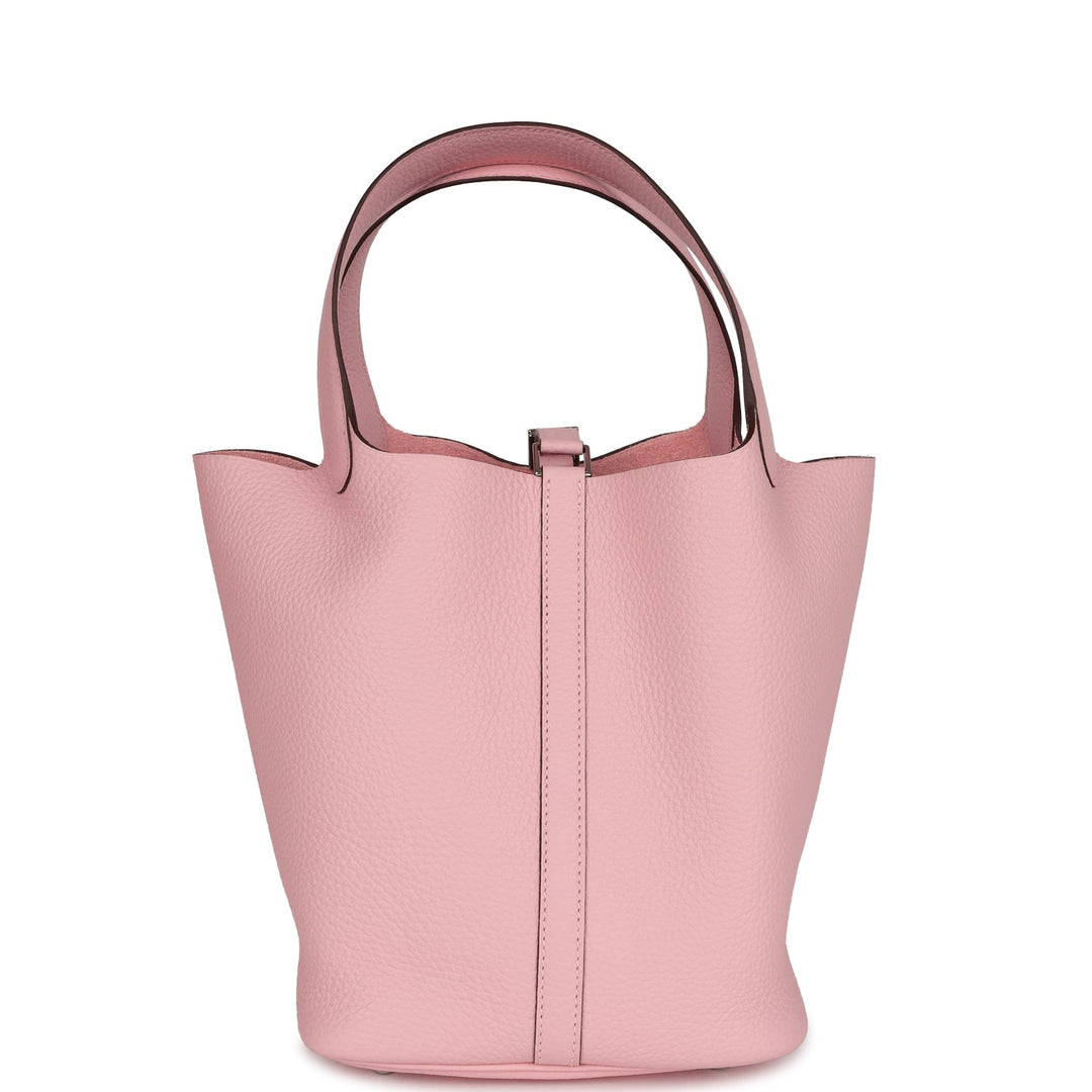 Hermes Picotin 22 Rose Sakura Clemence Palladium Hardware