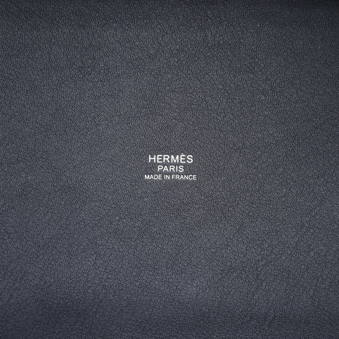 Hermes Picotin Lock 18 “Go Team” Bleu Nuit Wool Felt and Caban Swift Palladium Hardware