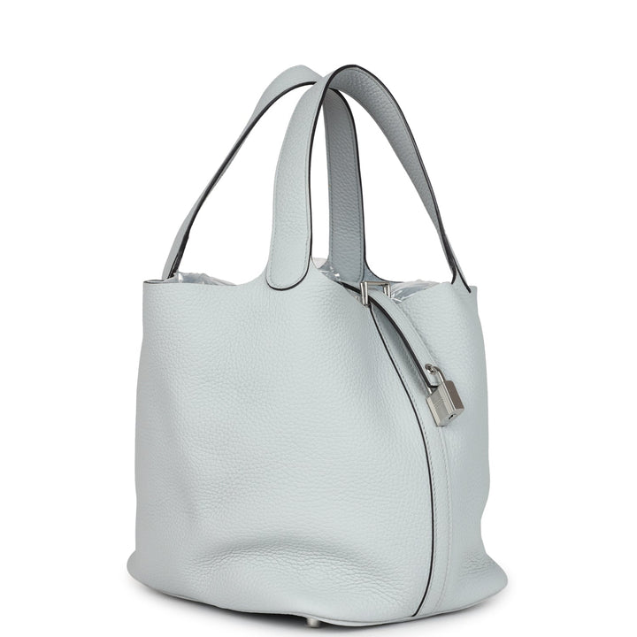 Hermes Picotin Lock 22 Bleu Pale Clemence Palladium Hardware