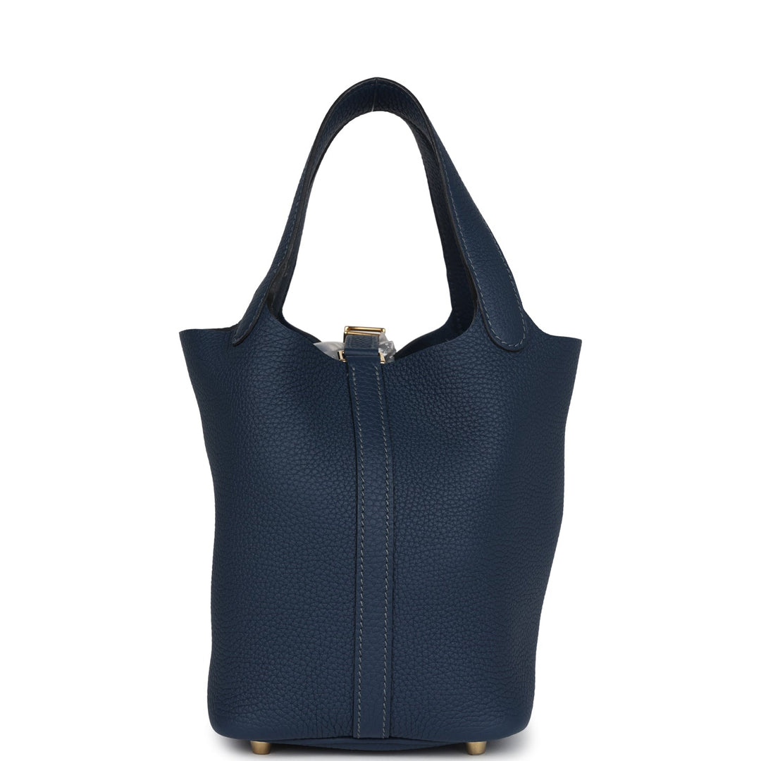 Hermes Picotin Lock 18 Bleu De Prusse Clemence Gold Hardware