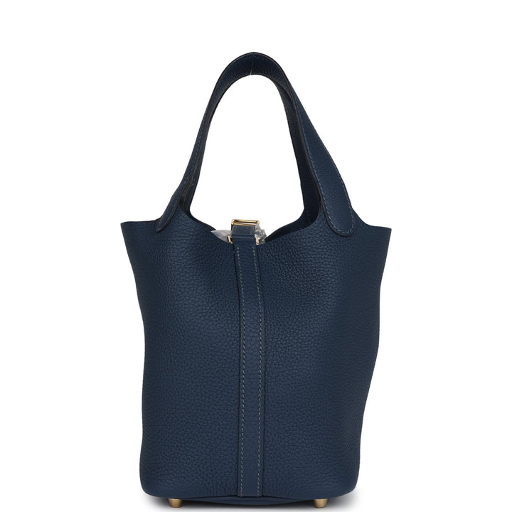 Hermes Picotin Lock 18 Bleu De Prusse Clemence Gold Hardware