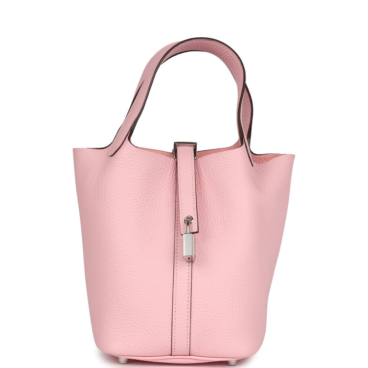 Hermes Picotin Lock 18 Rose Sakura Clemence Palladium Hardware