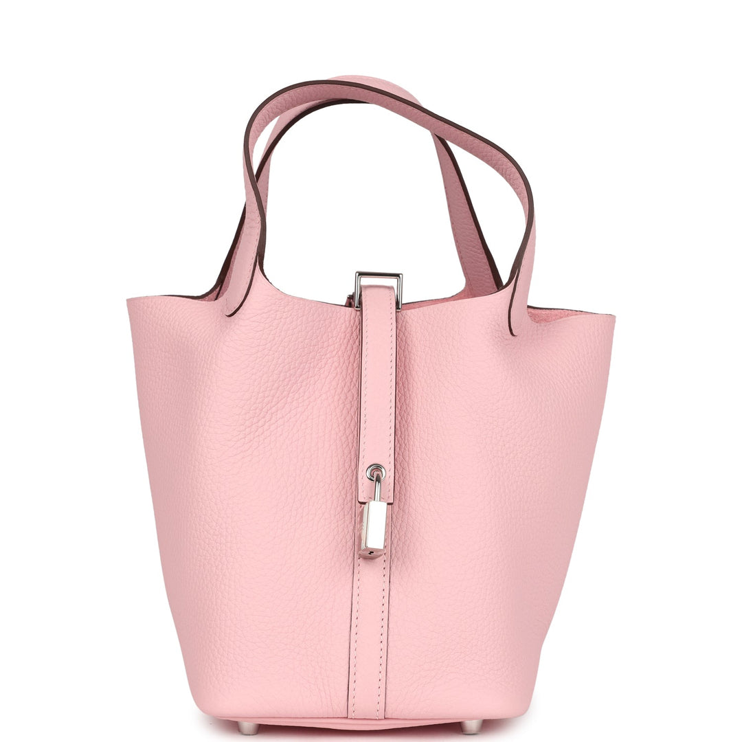 Hermes Picotin Lock 18 Rose Sakura Clemence Palladium Hardware