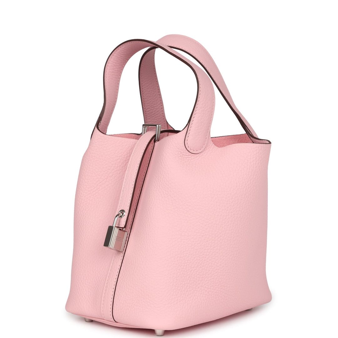 Hermes Picotin Lock 18 Rose Sakura Clemence Palladium Hardware