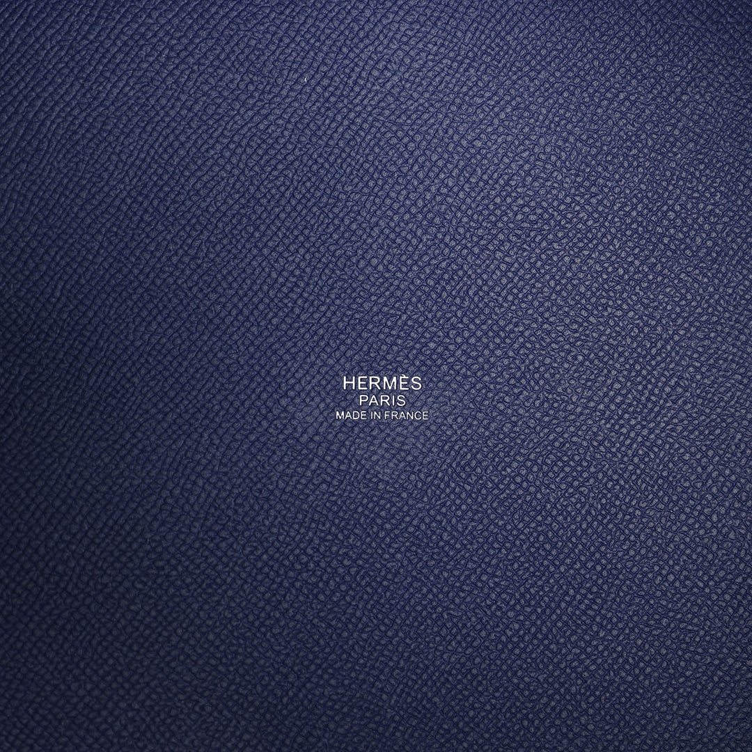 Hermes Picotin Lock 22 Tressage De Cuir Bleu Encre, Brique and Black Epsom Palladium Hardware