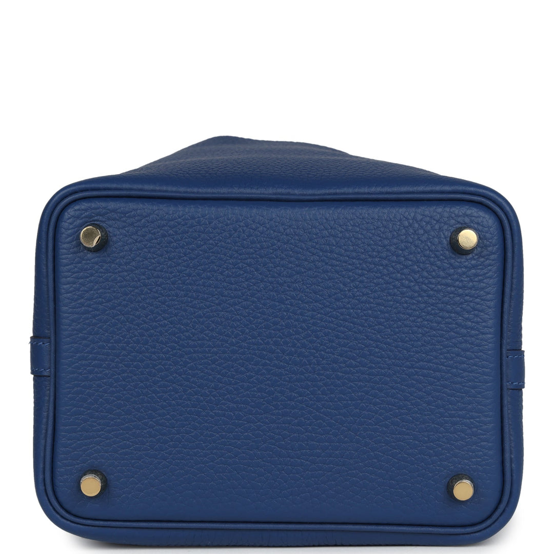 Hermes Picotin Lock 18 Bleu Tie Clemence Permabrass Hardware
