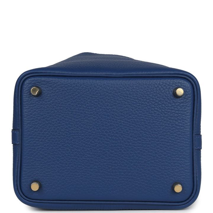 Hermes Picotin Lock 18 Bleu Tie Clemence Permabrass Hardware