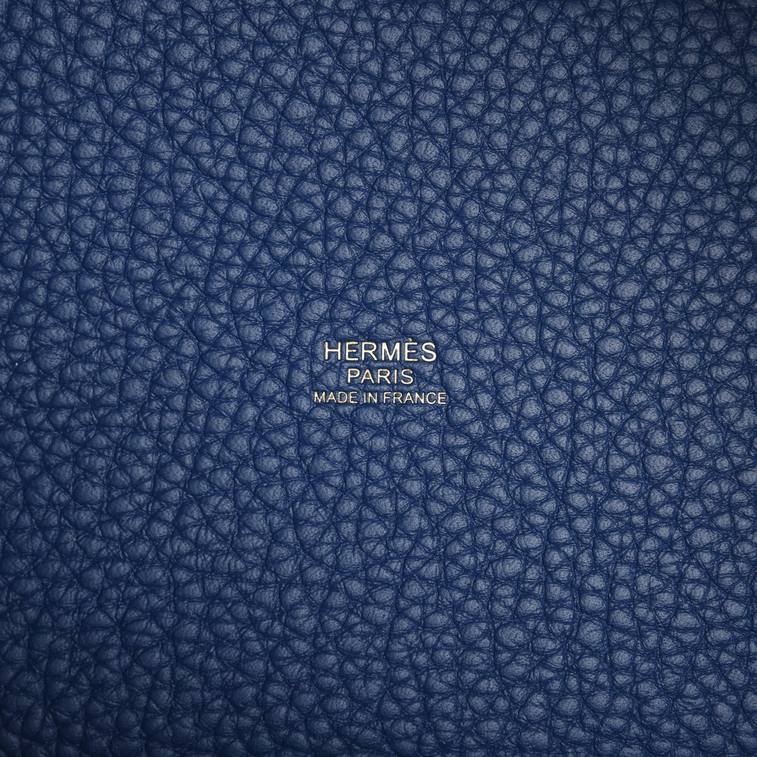 Hermes Picotin Lock 18 Bleu Tie Clemence Permabrass Hardware