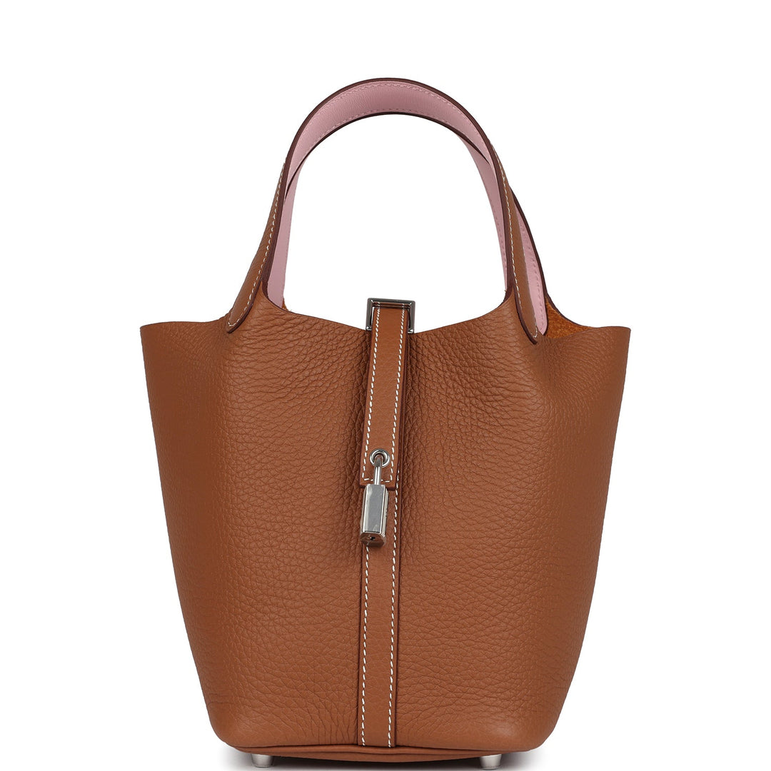 Hermes Picotin Lock 18 Eclat Gold and Rose Sakura Clemence Palladium Hardware