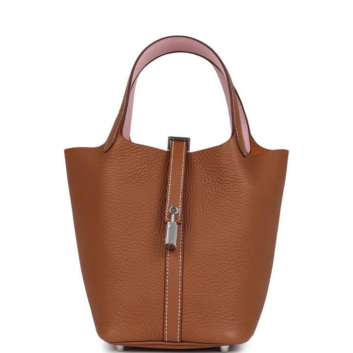 Hermes Picotin Lock 18 Eclat Gold and Rose Sakura Clemence Palladium Hardware