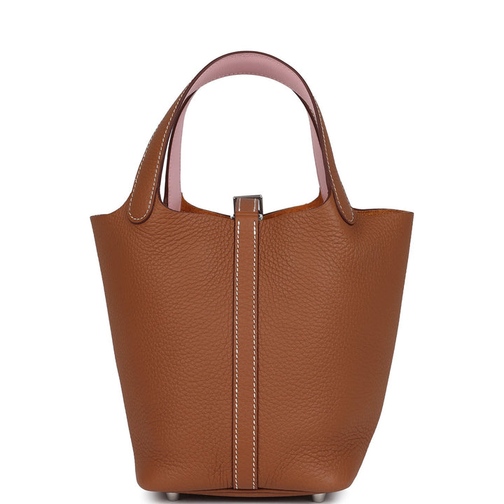 Hermes Picotin Lock 18 Eclat Gold and Rose Sakura Clemence Palladium Hardware