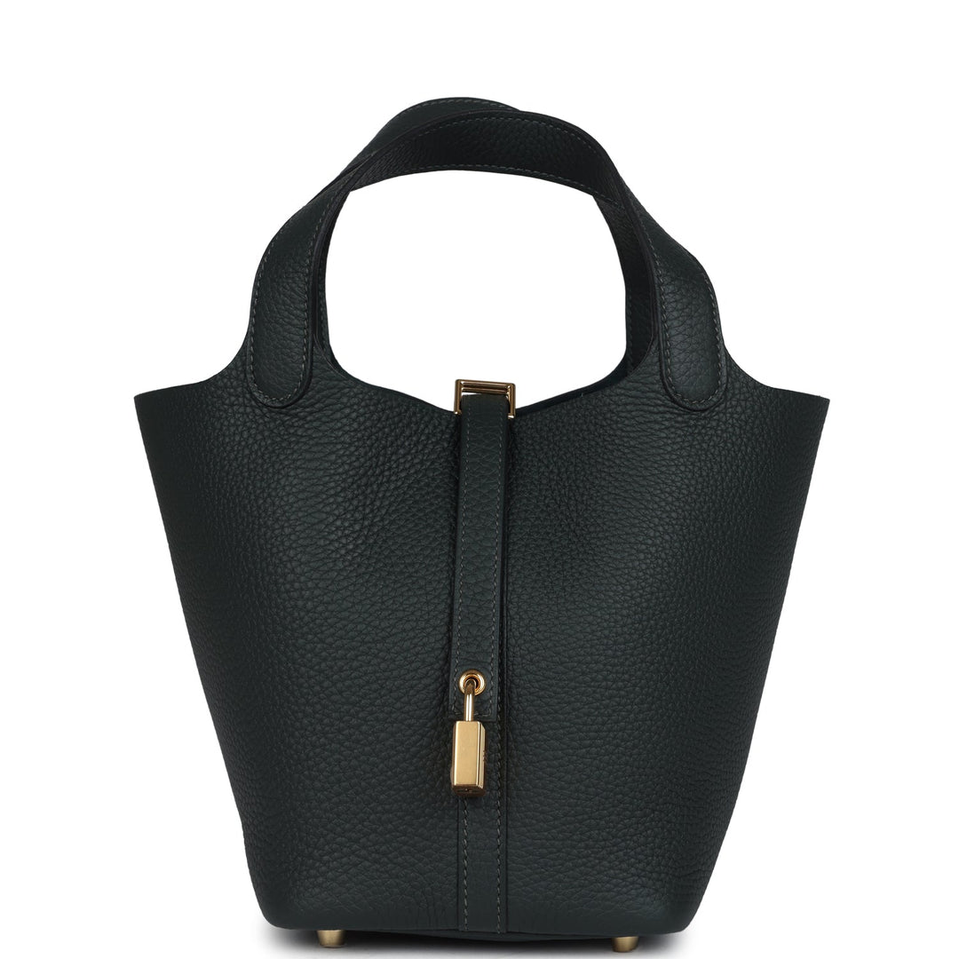 Hermes Picotin Lock 18 Vert Fonce Clemence Gold Hardware