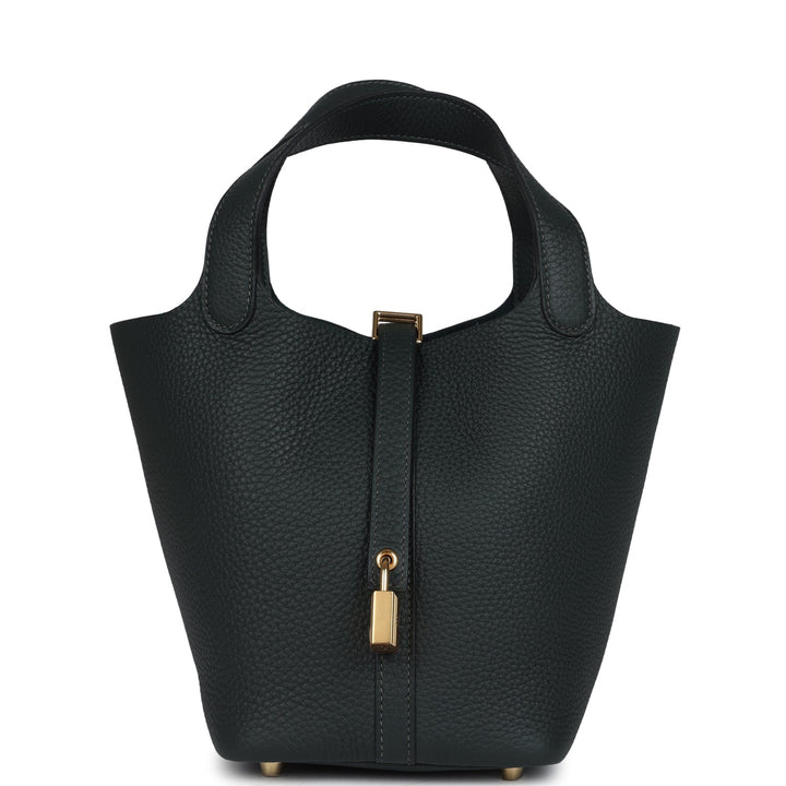 Hermes Picotin Lock 18 Vert Fonce Clemence Gold Hardware