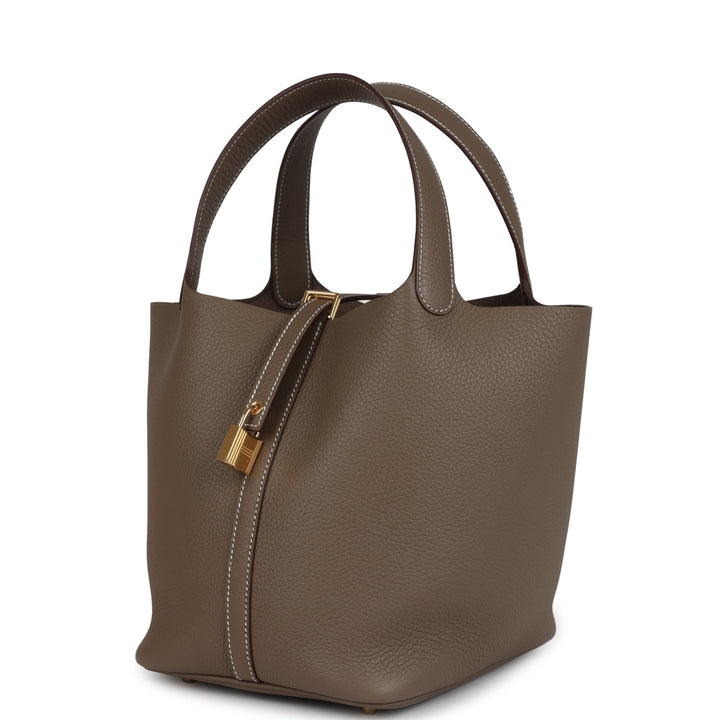 Hermes Picotin Lock 22 Etoupe Clemence Gold Hardware