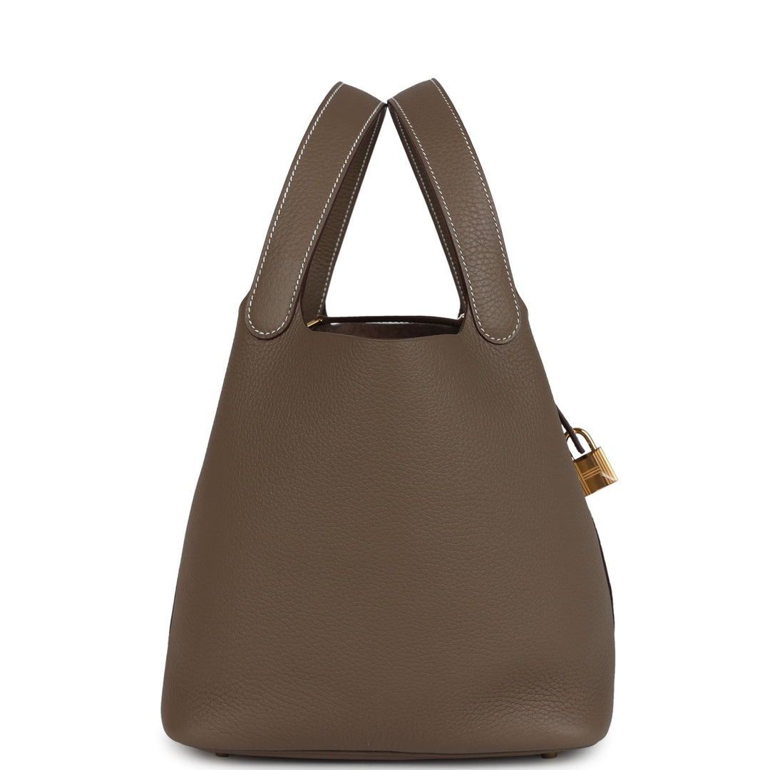 Hermes Picotin Lock 22 Etoupe Clemence Gold Hardware