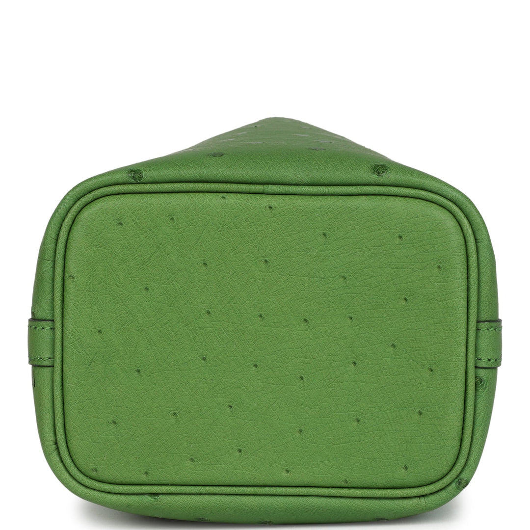 Hermes Micro Picotin Lock 14 Vert Yucca Ostrich Palladium Hardware