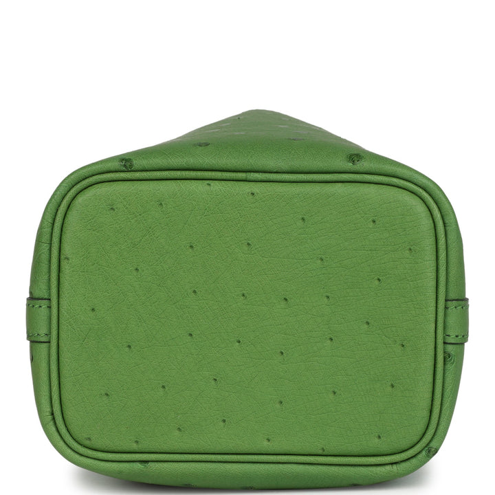 Hermes Micro Picotin Lock 14 Vert Yucca Ostrich Palladium Hardware