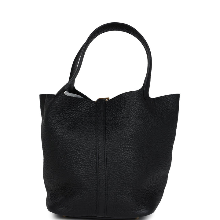 Hermes Picotin Lock 22 Black Clemence Gold Hardware
