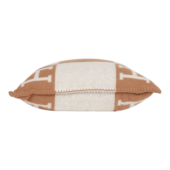 Hermes "Avalon" Ecru and Camel Signature H Cushion