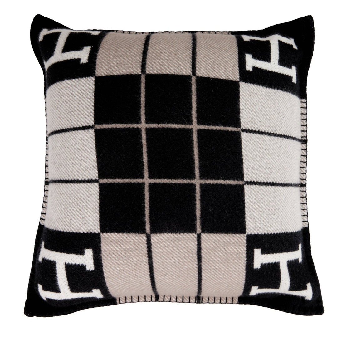 Top quality Hermes "Avalon III" Gris and Black Signature H Cushion PM Set of Two