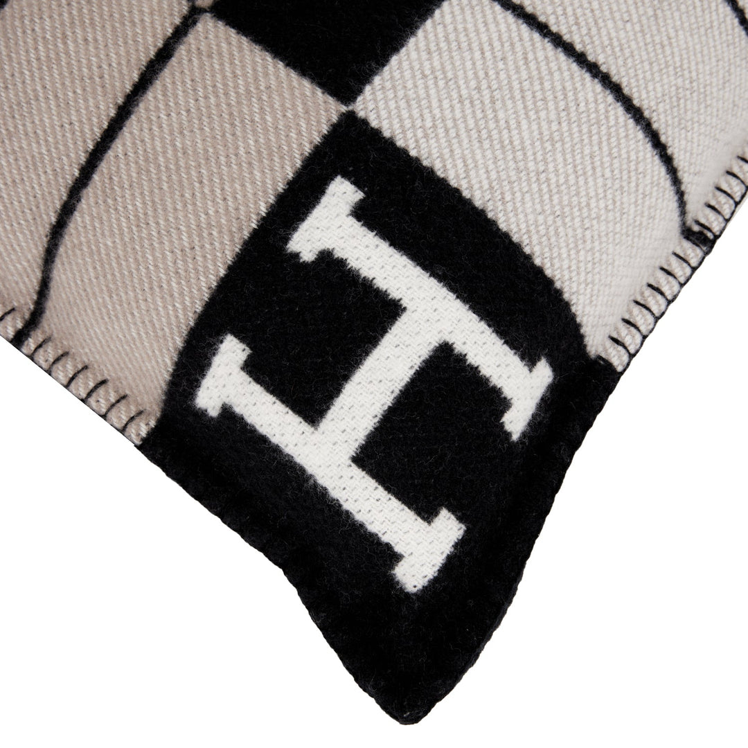Top quality Hermes "Avalon III" Gris and Black Signature H Cushion PM Set of Two