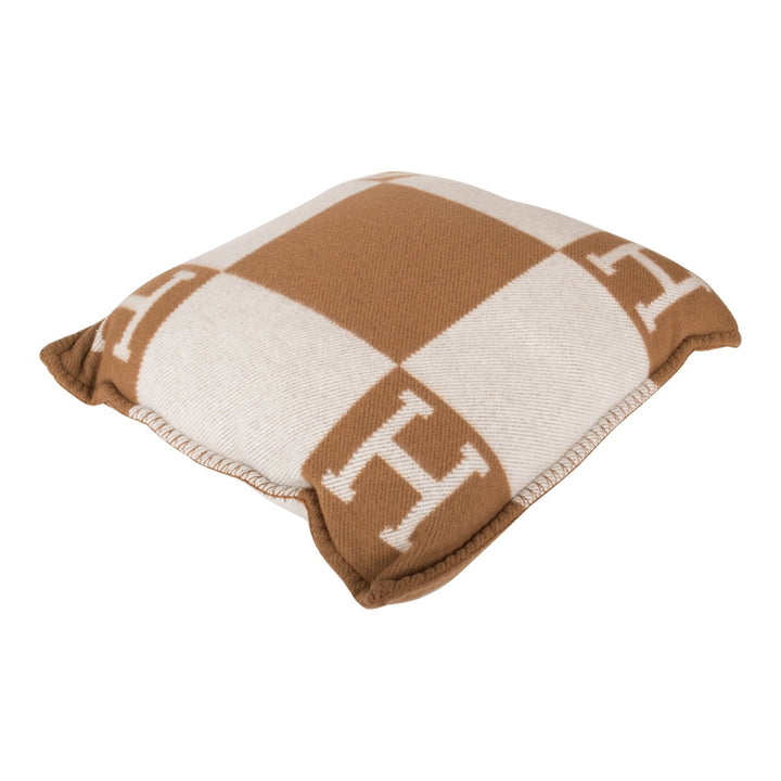 Top quality Hermes "Avalon" Ecru and Camel Signature H Cushion PM Set of Two