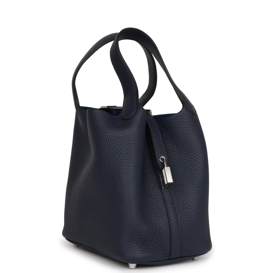 Top quality Hermes Picotin Lock 18 Bleu Nuit Clemence Palladium Hardware