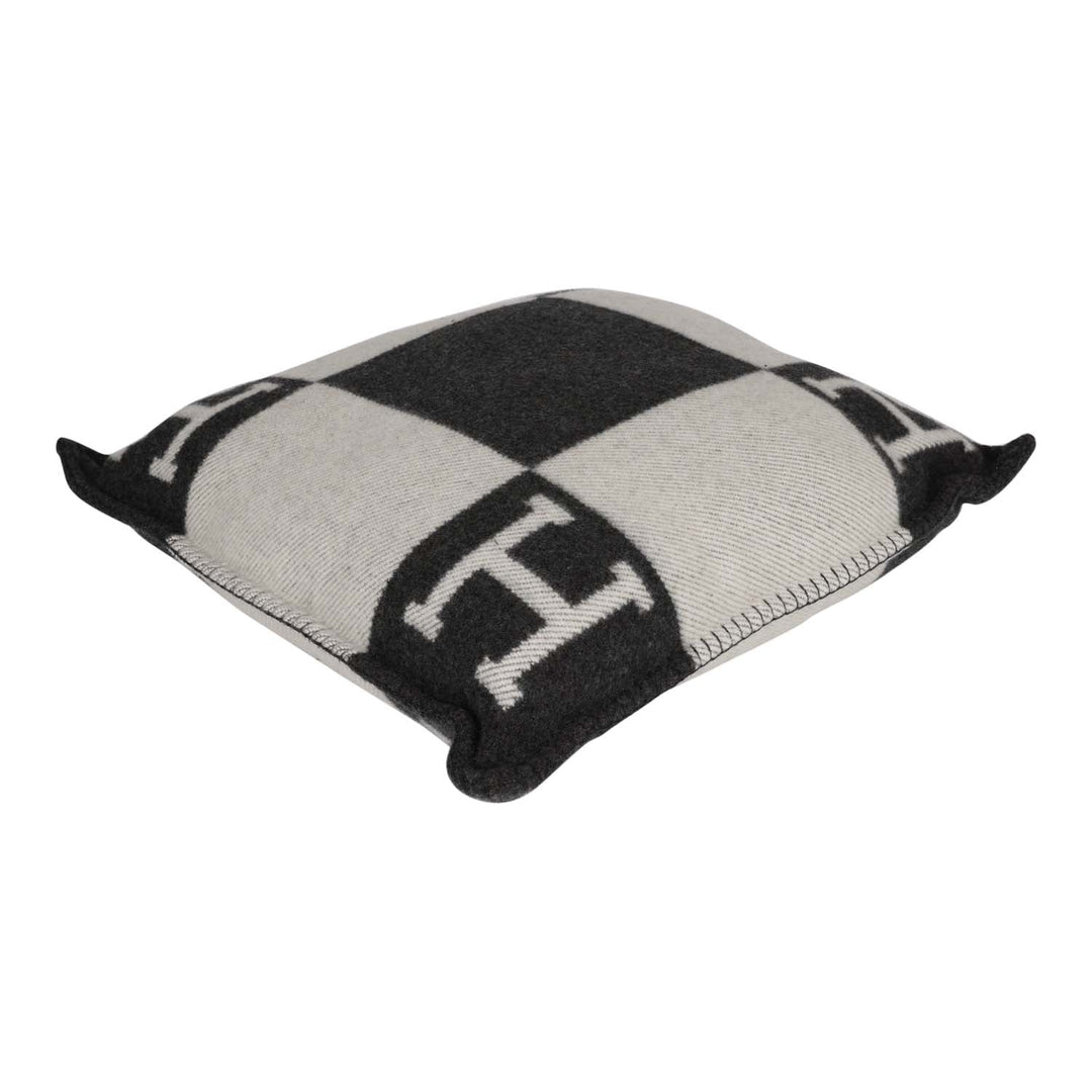 Top quality Hermes "Avalon" Ecru and Gris Fonce Signature H Cushion PM Single