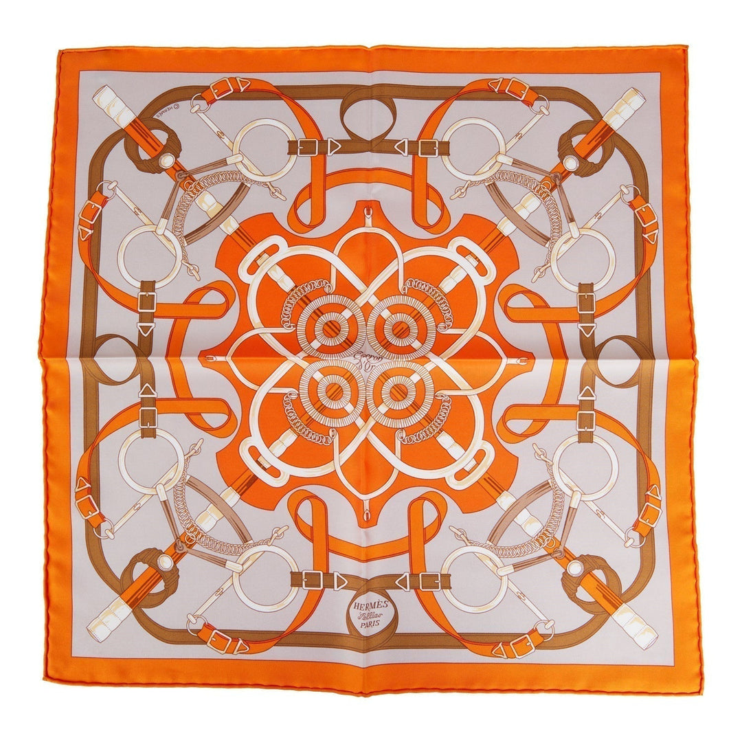 Top quality Hermes "Gavroche" Orange Silk Pocket Square Scarf 45cm
