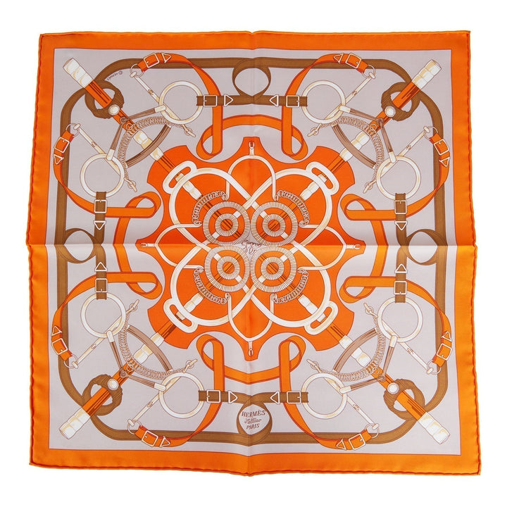 Top quality Hermes "Gavroche" Orange Silk Pocket Square Scarf 45cm