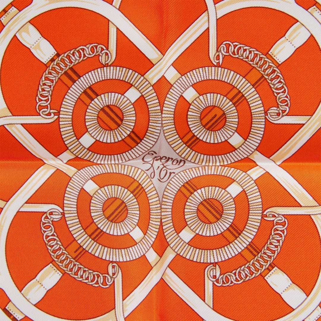 Top quality Hermes "Gavroche" Orange Silk Pocket Square Scarf 45cm