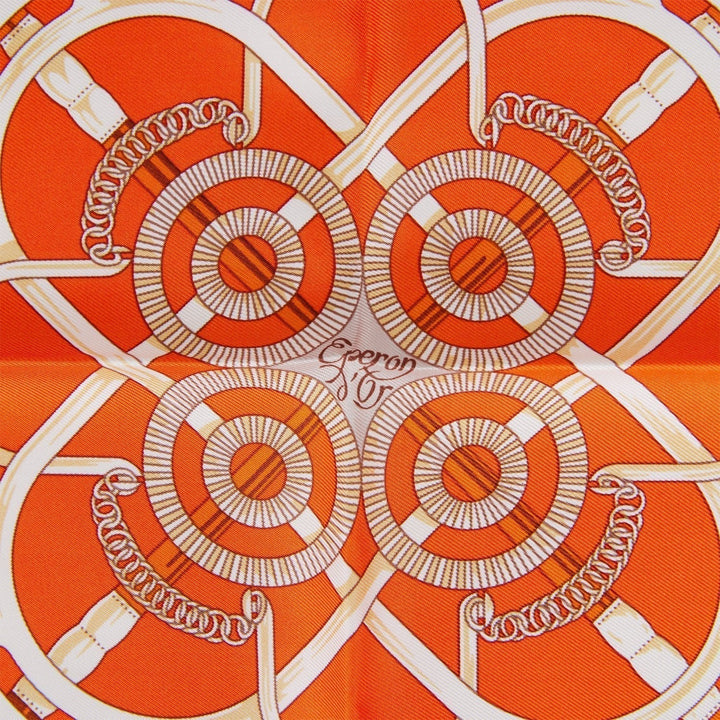 Top quality Hermes "Gavroche" Orange Silk Pocket Square Scarf 45cm