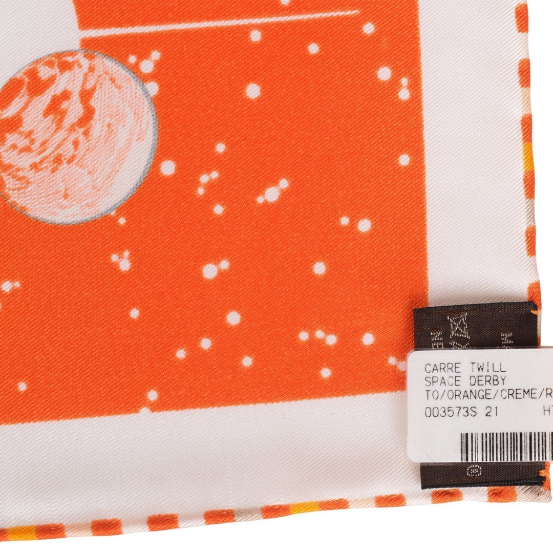 Hermes "Space Derby" Rouge Silk Twill Scarf 90cm
