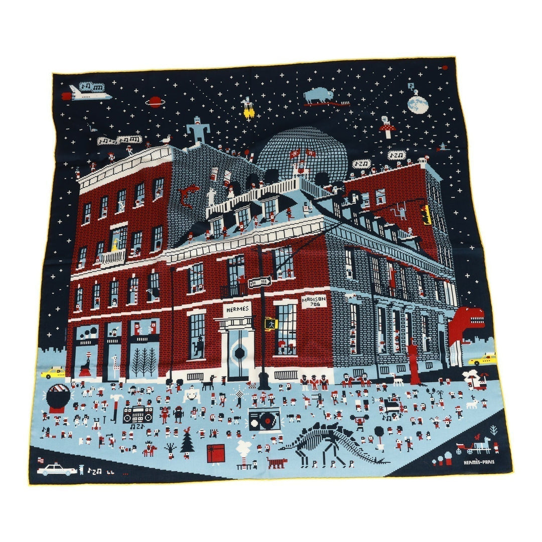Top quality Hermes "Madison Party" Blue Cashmere and Silk Scarf 100cm
