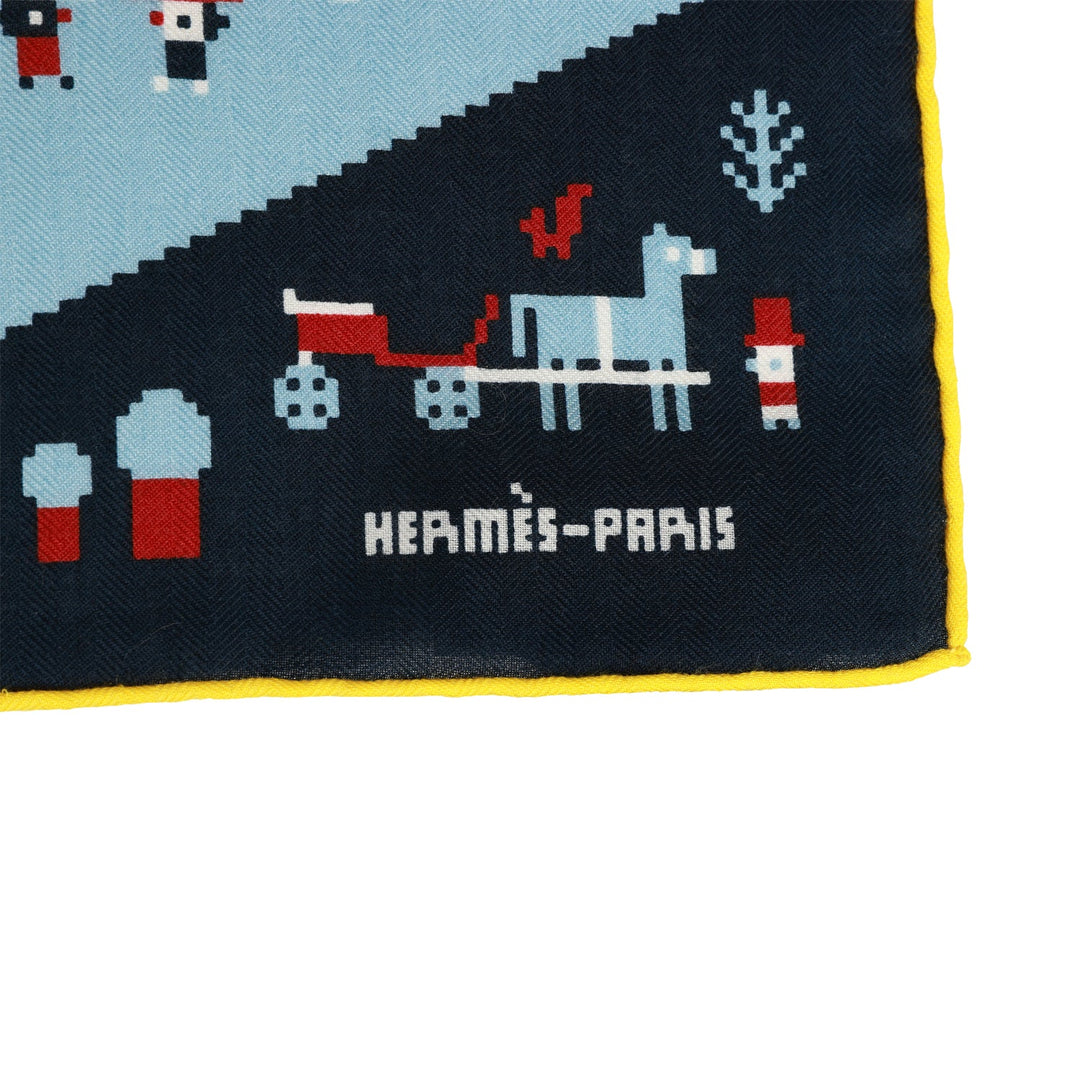 Top quality Hermes "Madison Party" Blue Cashmere and Silk Scarf 100cm