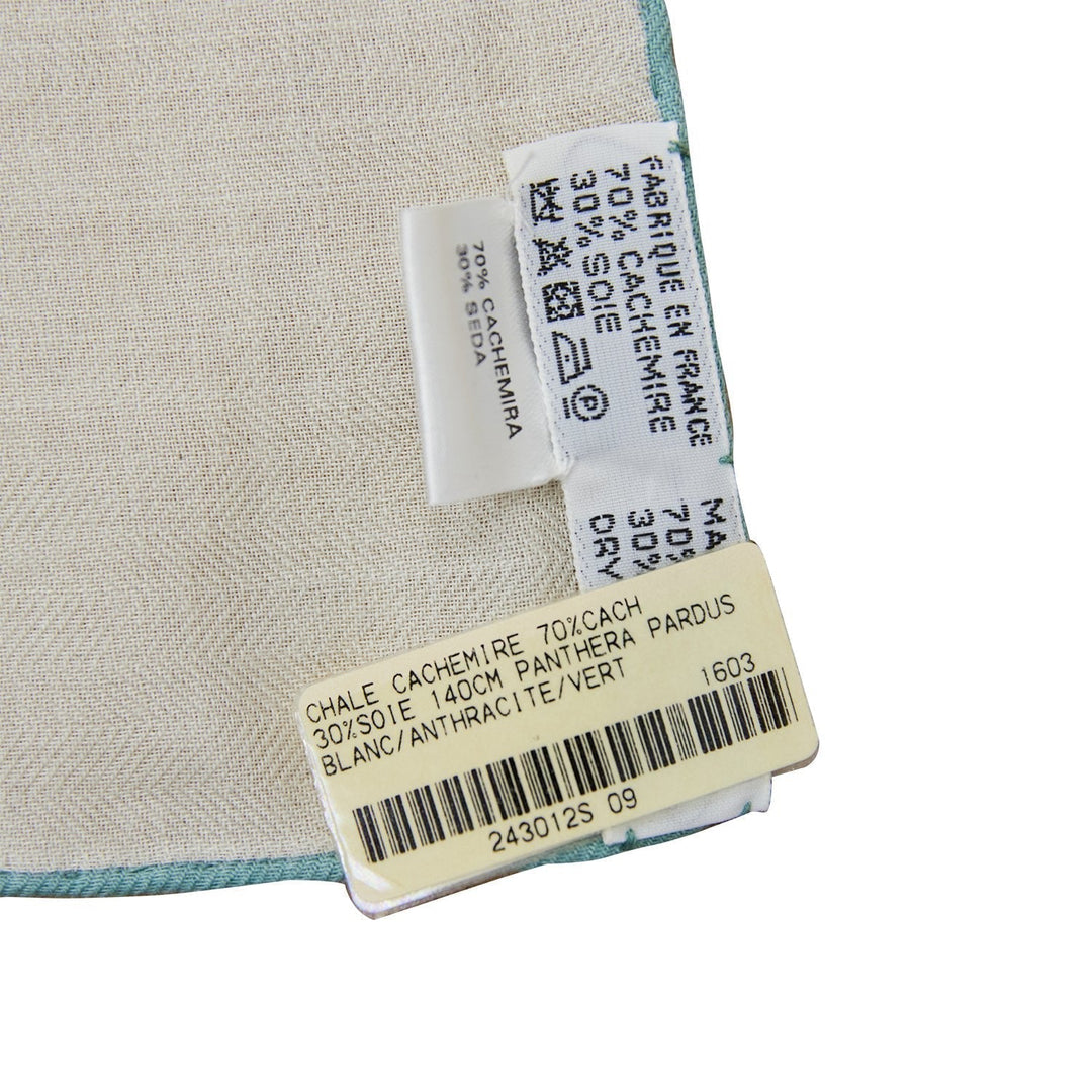 Top quality Hermes "Panthera Pardus" White Cashmere Shawl 140cm