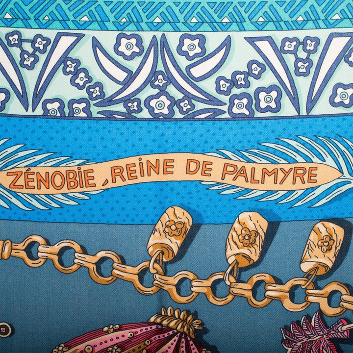Hermes "Zenobie, Reine de Palmyre" Turquoise Cashmere and Silk Shawl 140cm