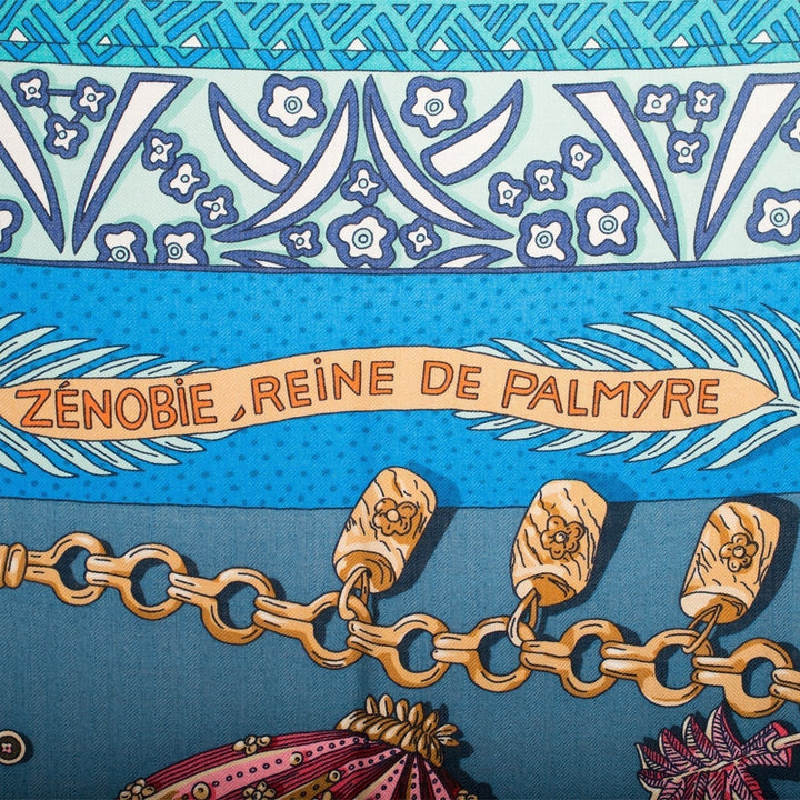 Top quality Hermes "Zenobie, Reine de Palmyre" Turquoise Cashmere and Silk Shawl 140cm