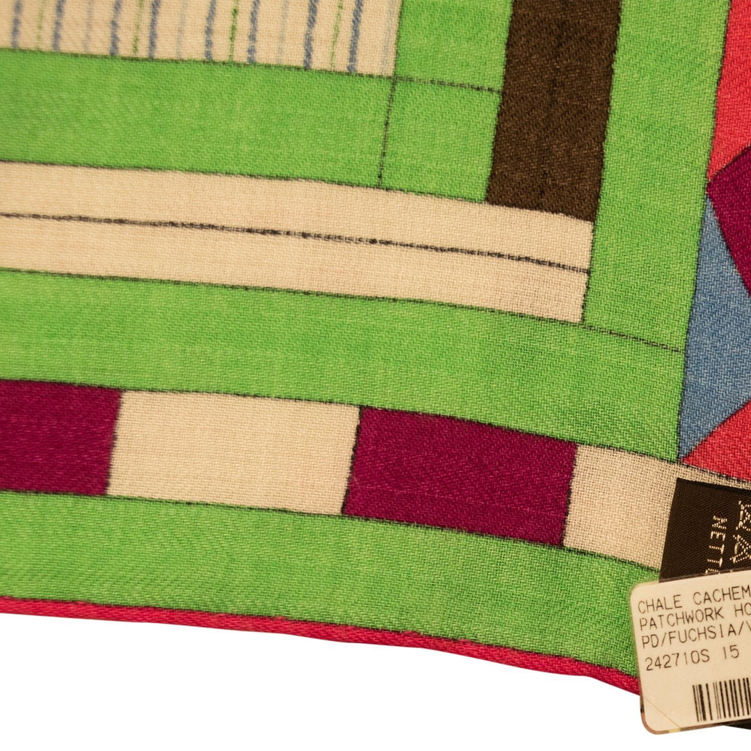 Top quality Hermes "Patchwork Horse" Fuchsia Cashmere and Silk Shawl 140cm