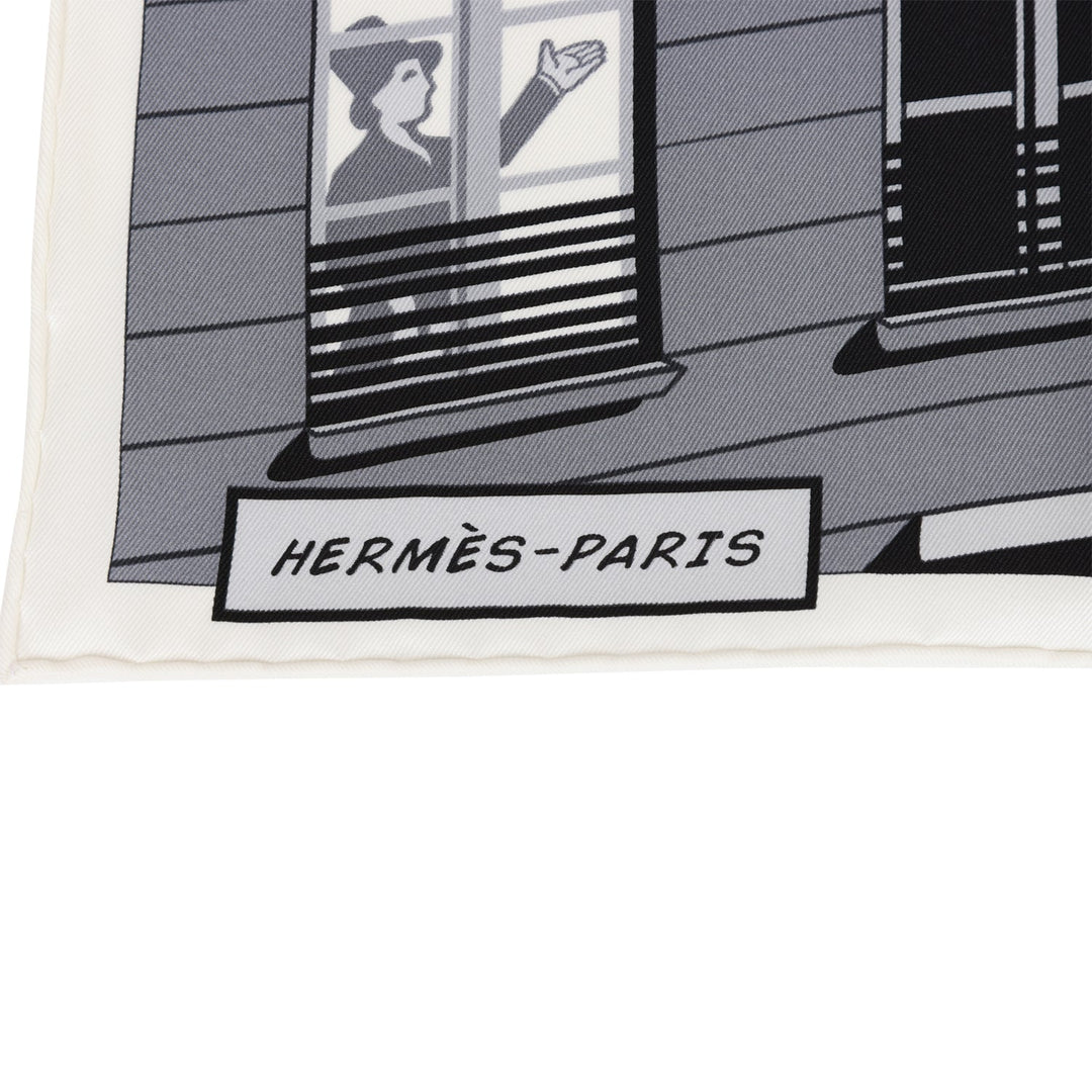 Top quality Hermes "Minuit au Faubourg" White Silk Twill Scarf 70cm