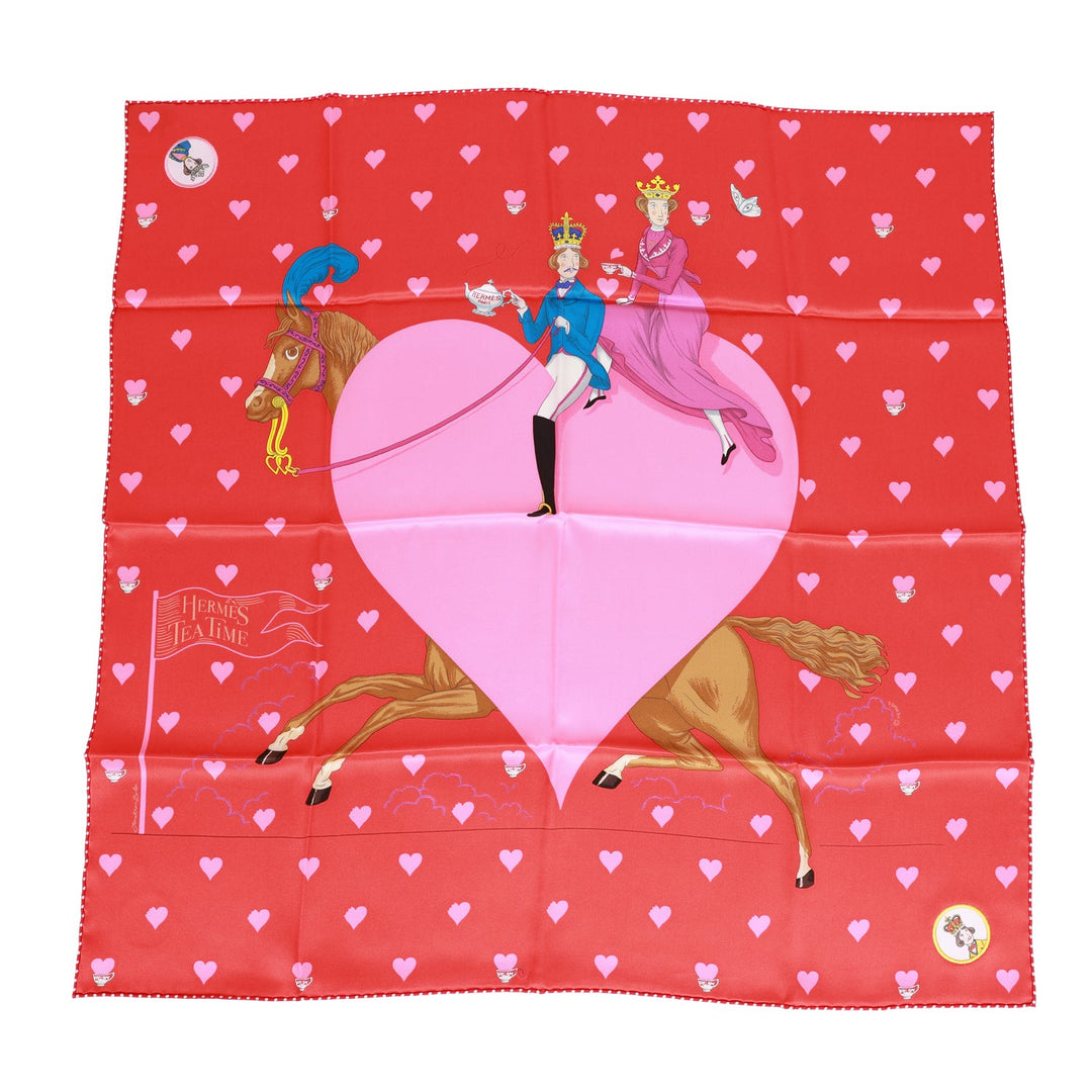 Top quality Hermes "Tea Time Medallions" Rouge Silk Twill Scarf 70cm