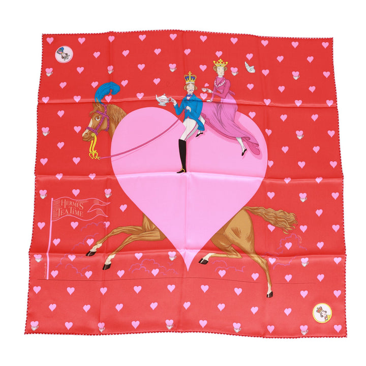 Top quality Hermes "Tea Time Medallions" Rouge Silk Twill Scarf 70cm