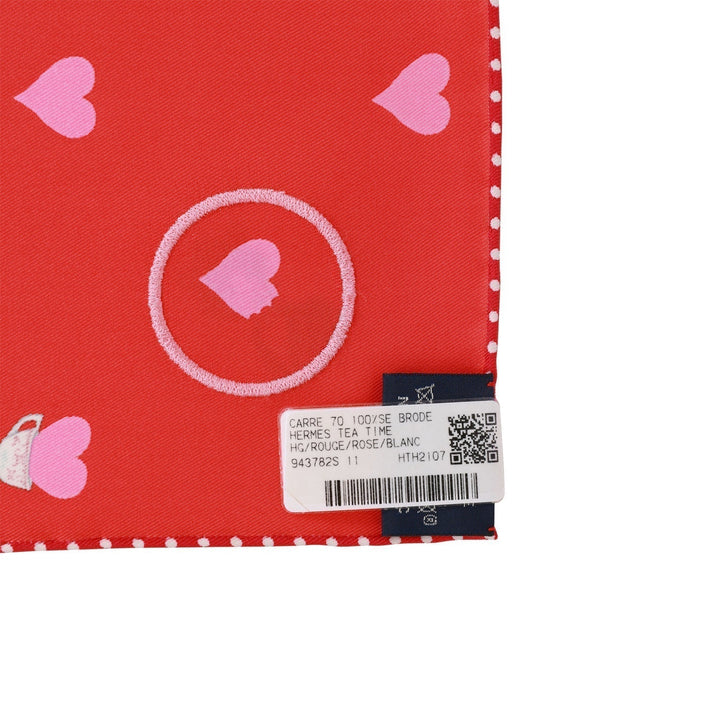 Top quality Hermes "Tea Time Medallions" Rouge Silk Twill Scarf 70cm
