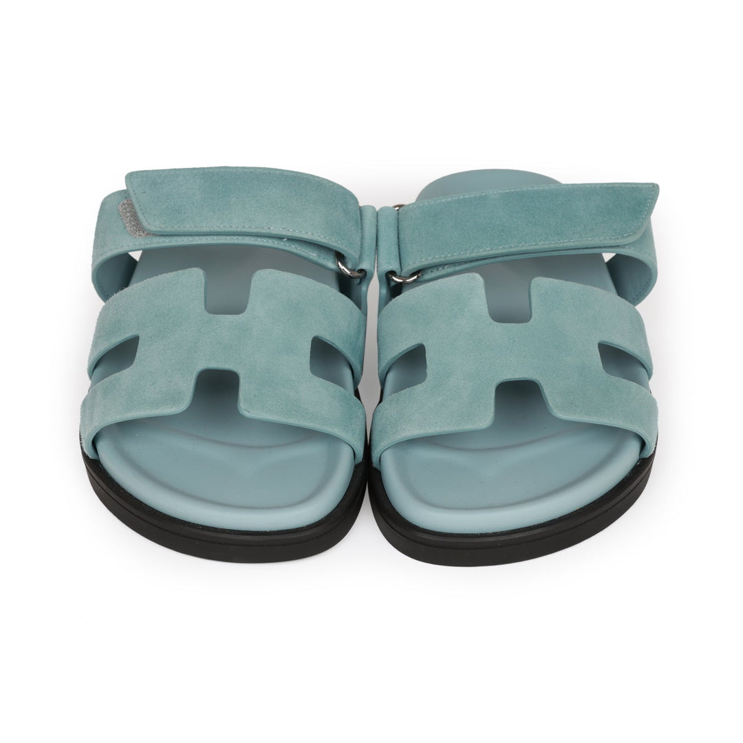 Top quality Hermes Chypre Sandals Bleu Suede 37