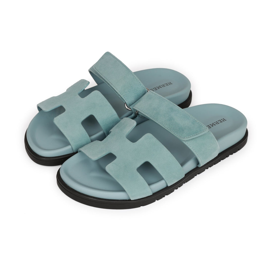 Top quality Hermes Chypre Sandals Bleu Suede 37