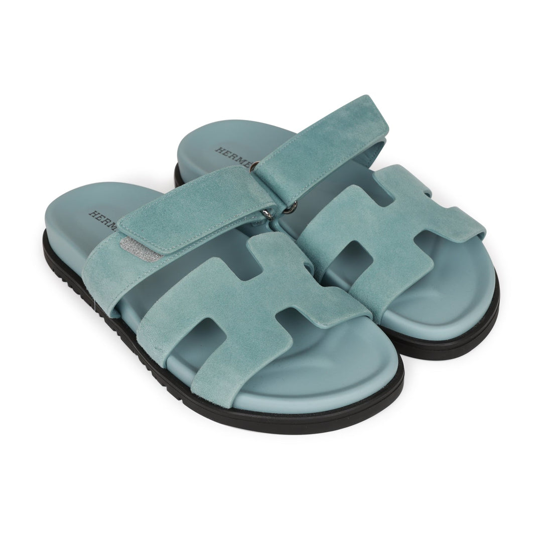 Top quality Hermes Chypre Sandals Bleu Suede 37