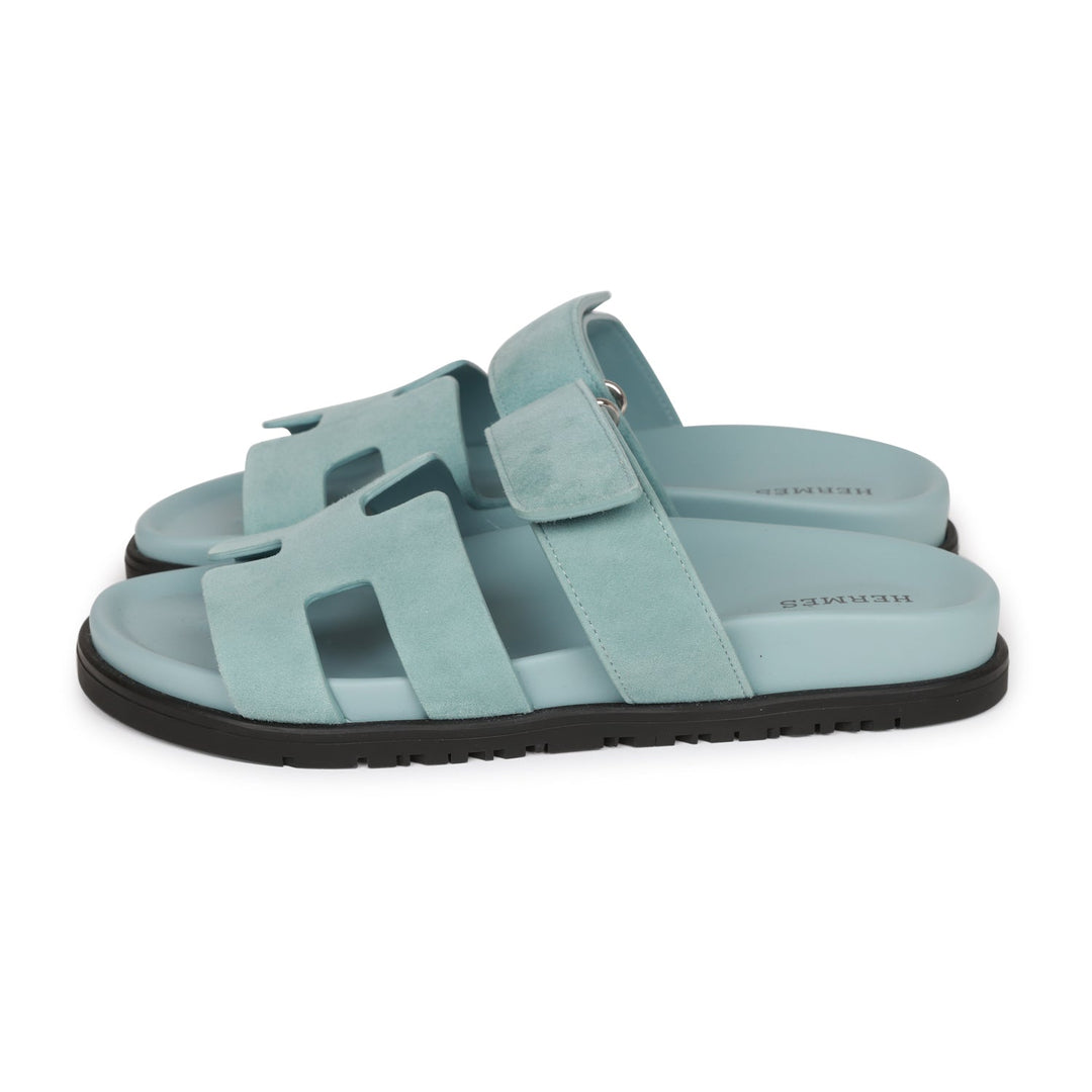 Top quality Hermes Chypre Sandals Bleu Suede 37
